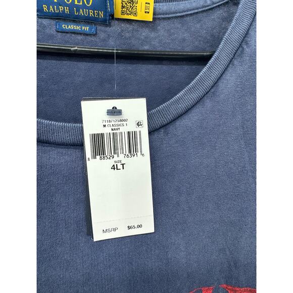 Polo Ralph Lauren Men 4XLT T-Shirt Blue Red Logo Graphic Tee Classic Fit Cotton - Picture 6 of 6